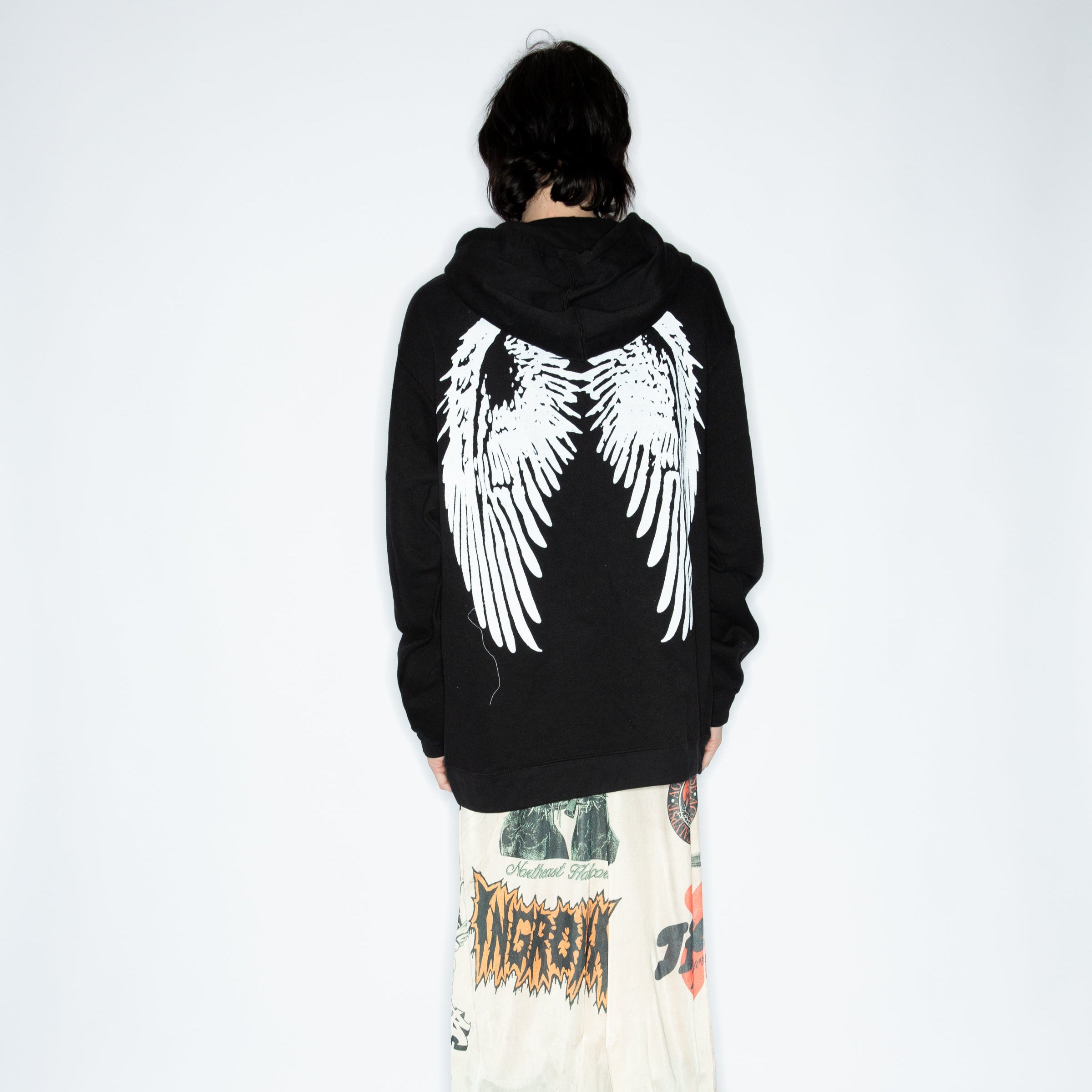 Victoria's Secret Black Ombré Silver Sequin Angel Wings Zipup Hoodie Sweatshirt